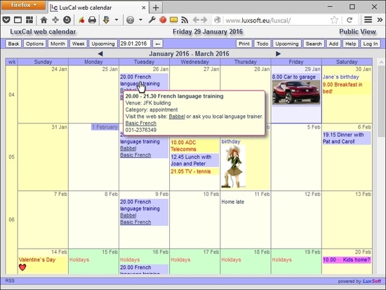 LuxCal Web Based Calendar SQLite