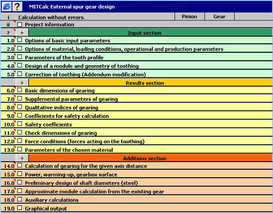 MITCalc External spur gear design