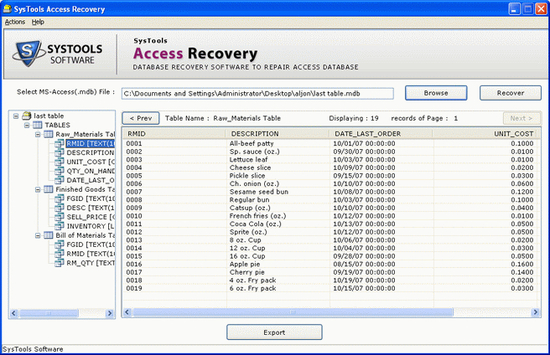 MS Access Database Restore