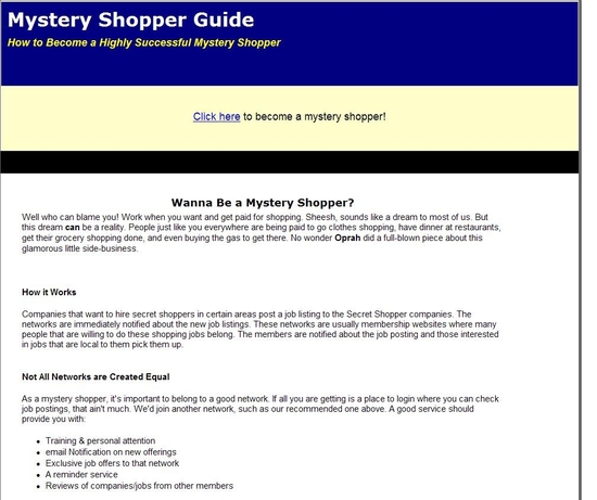 Mystery Shopper Job Finder