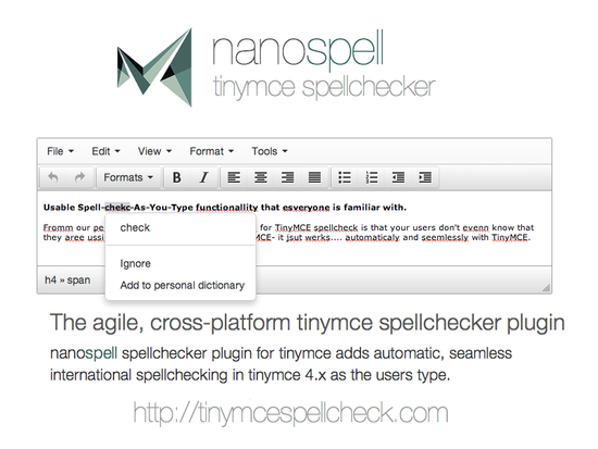 NanoSpell TinyMce SpellChecker Plugin