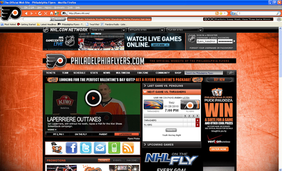 NHL Philadelphia Flyers Firefox Theme