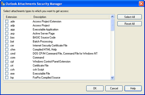 Outlook Attachments Security Manager