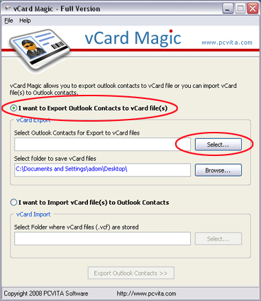 Outlook Contacts Export to vCard