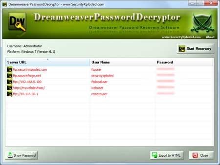 Password Decryptor for Dreamweaver