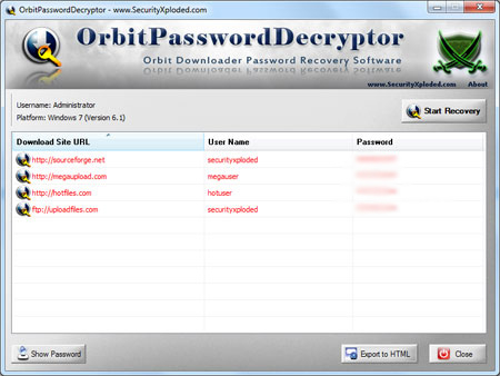 Password Decryptor for Orbit