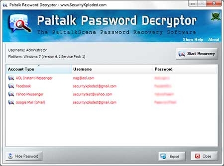 Password Decryptor for Paltalk