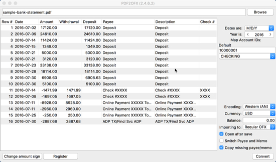 PDF2OFX for Mac