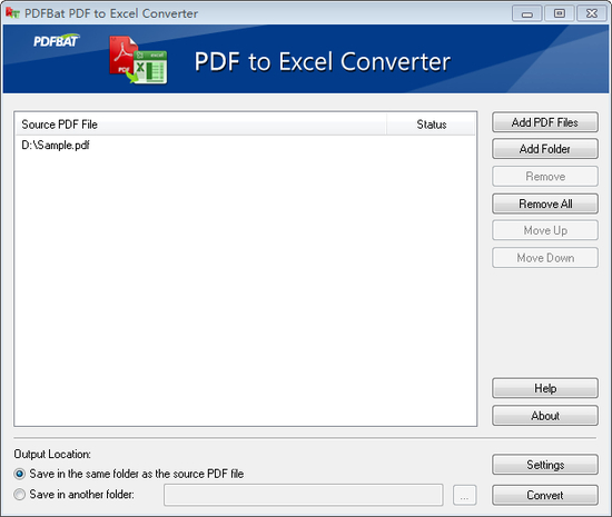 PDFBat PDF to Excel Converter