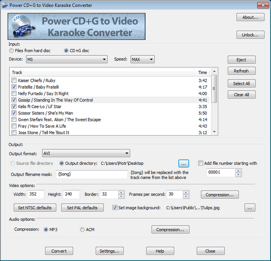 Power CD+G to Video Karaoke Converter