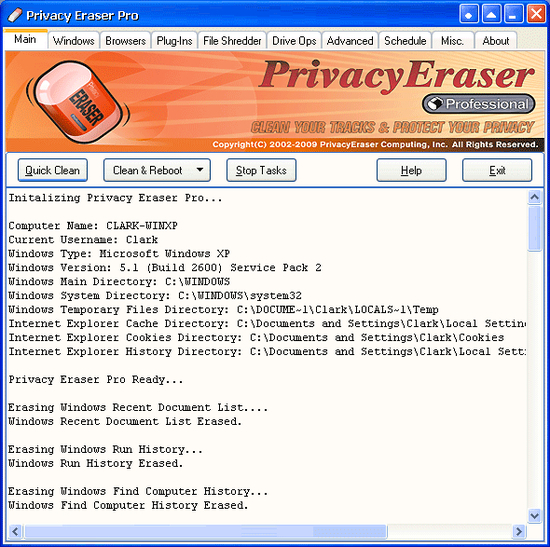 Privacy Eraser Pro 2009