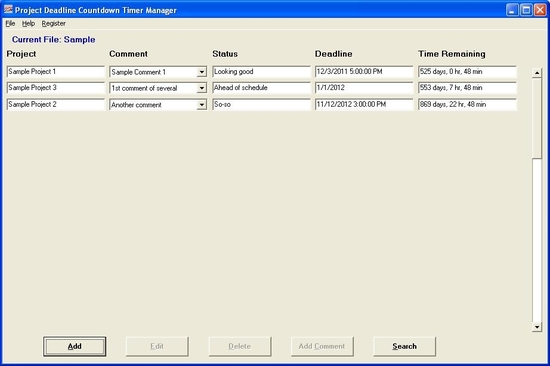 Project Deadline Countdown Timer Manager