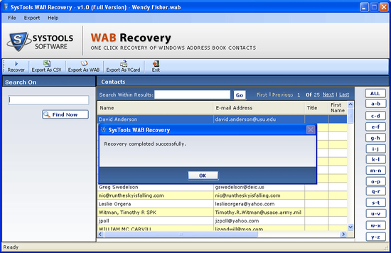 Recover OE WAB File