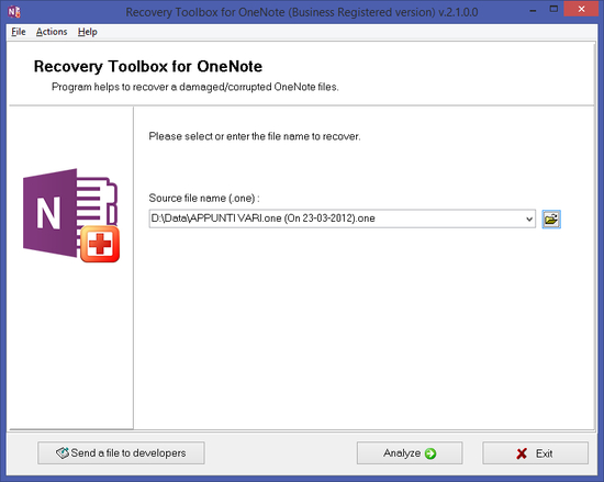 Recovery Toolbox for OneNote