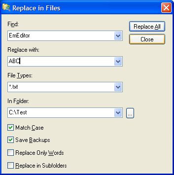 Replace in Files