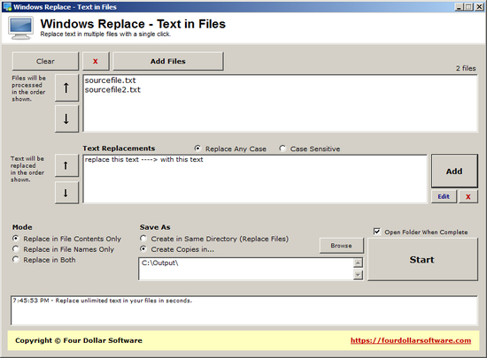 Replace Text in Files for Windows