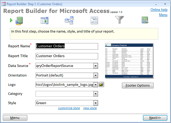 Report Builder for Access