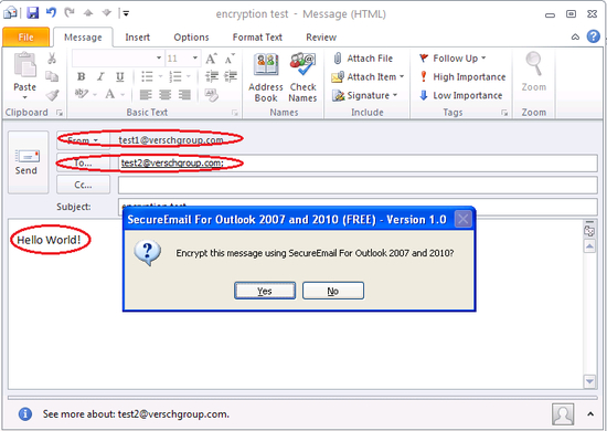 SecureEmail for Outlook 2010