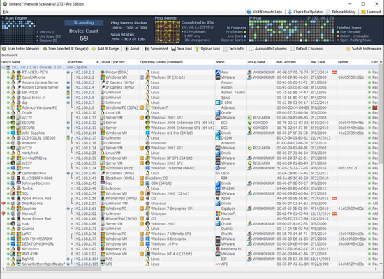 Slitheris Network Discovery