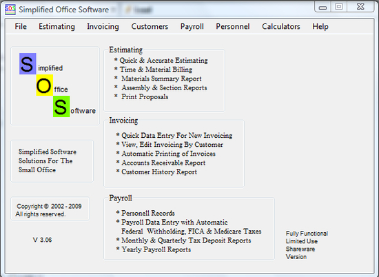 SOS - Estimating/Invoicing/Payroll