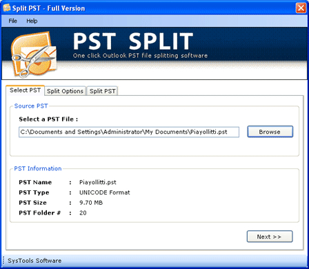 Split PST Files