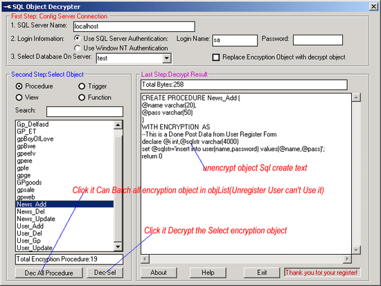 SQL Object Decrypt