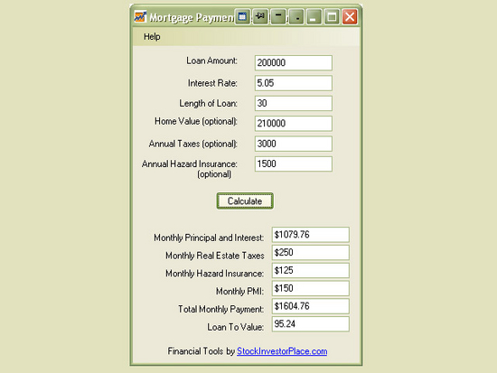 Stock Investor Place Mortgage Calculator