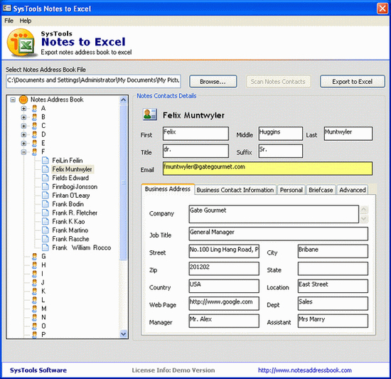 SysTools Notes to Excel