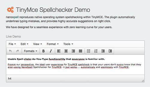 TinyMce Spellchecker Demo