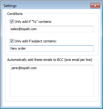 Topalt Auto Bcc for Outlook