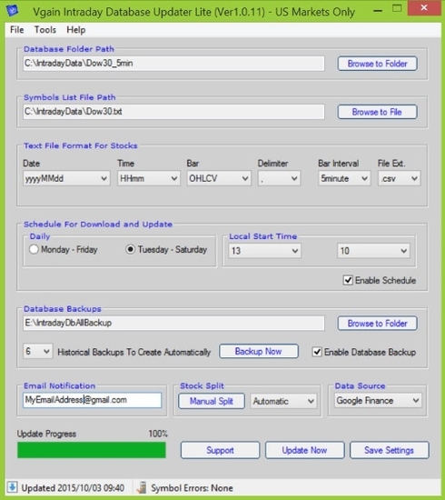 VgainIntradayDatabaseUpdaterLite