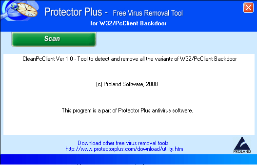 W32/PcClient trojan removal tool.