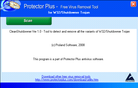 W32/Shutdowner Trojan Removal Tool.