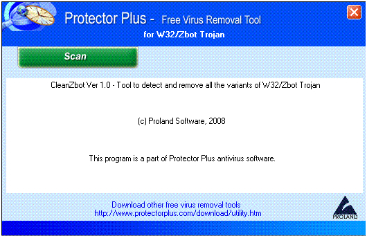 W32/Zbot Trojan Removal Tool.