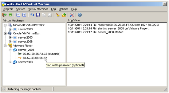 Wake-On-LAN Virtual Machine