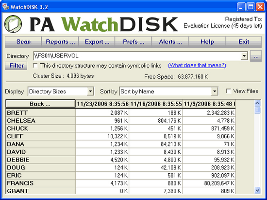 WatchDISK Disk Space Tracker