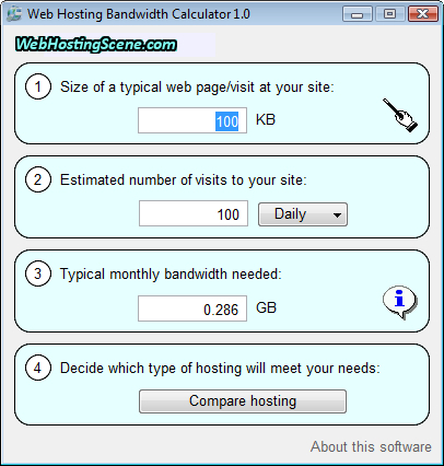 Web Hosting Bandwidth Calculator