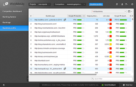 WebMeUp Backlink Tool