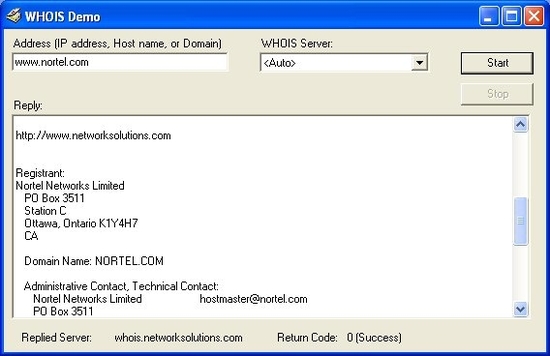 WHOIS ActiveX Control