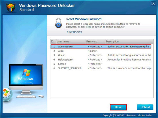 Windows Password Unlocker Standard