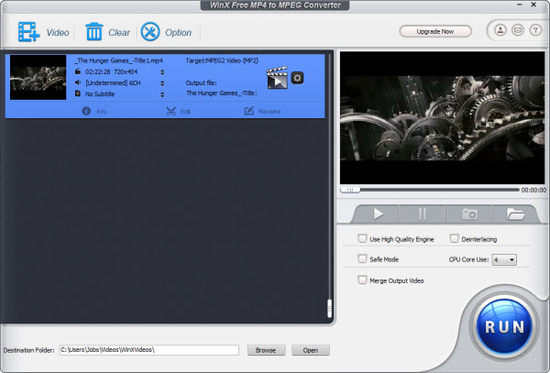 WinX Free MP4 to MPEG Converter