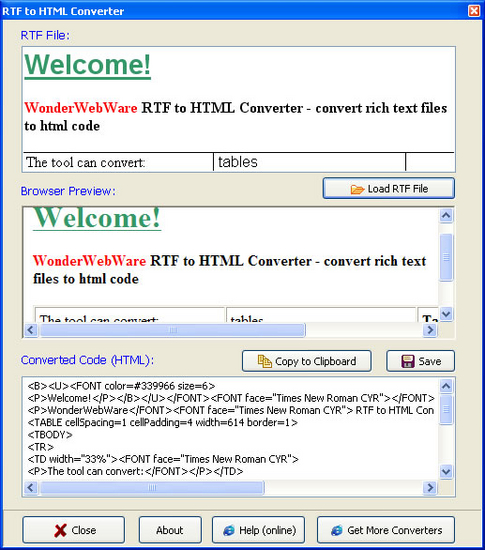 Wonderwebware RTF to HTML Converter