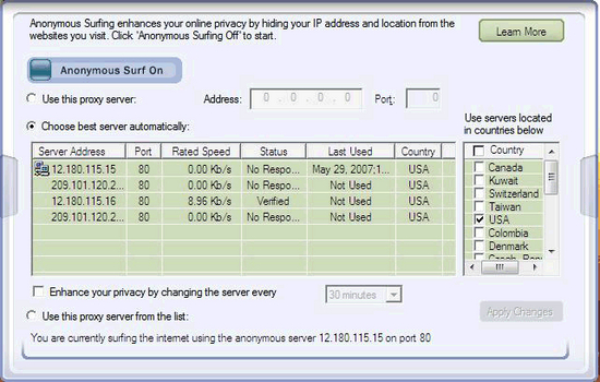 XMicro Anonymous Surfing (Vista)