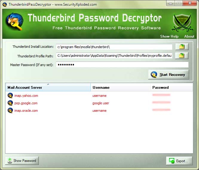 mozilla thunderbird change email password